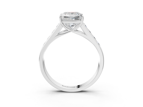 White gold Princess Brilliant Channel-Set Solitaire Ring with Four-Prong Setting_23