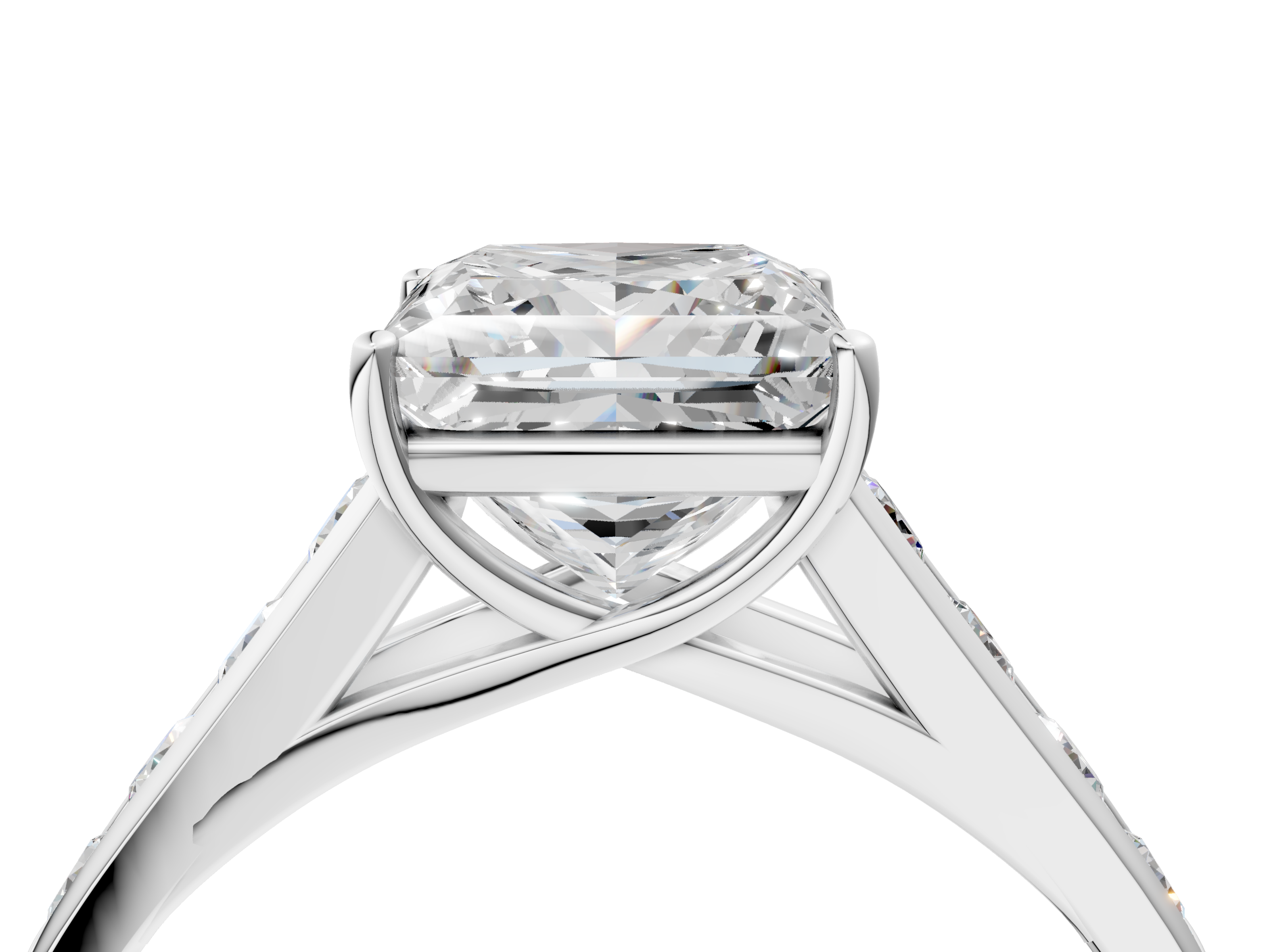 White gold Princess Brilliant Channel-Set Solitaire Ring with Four-Prong Setting_24