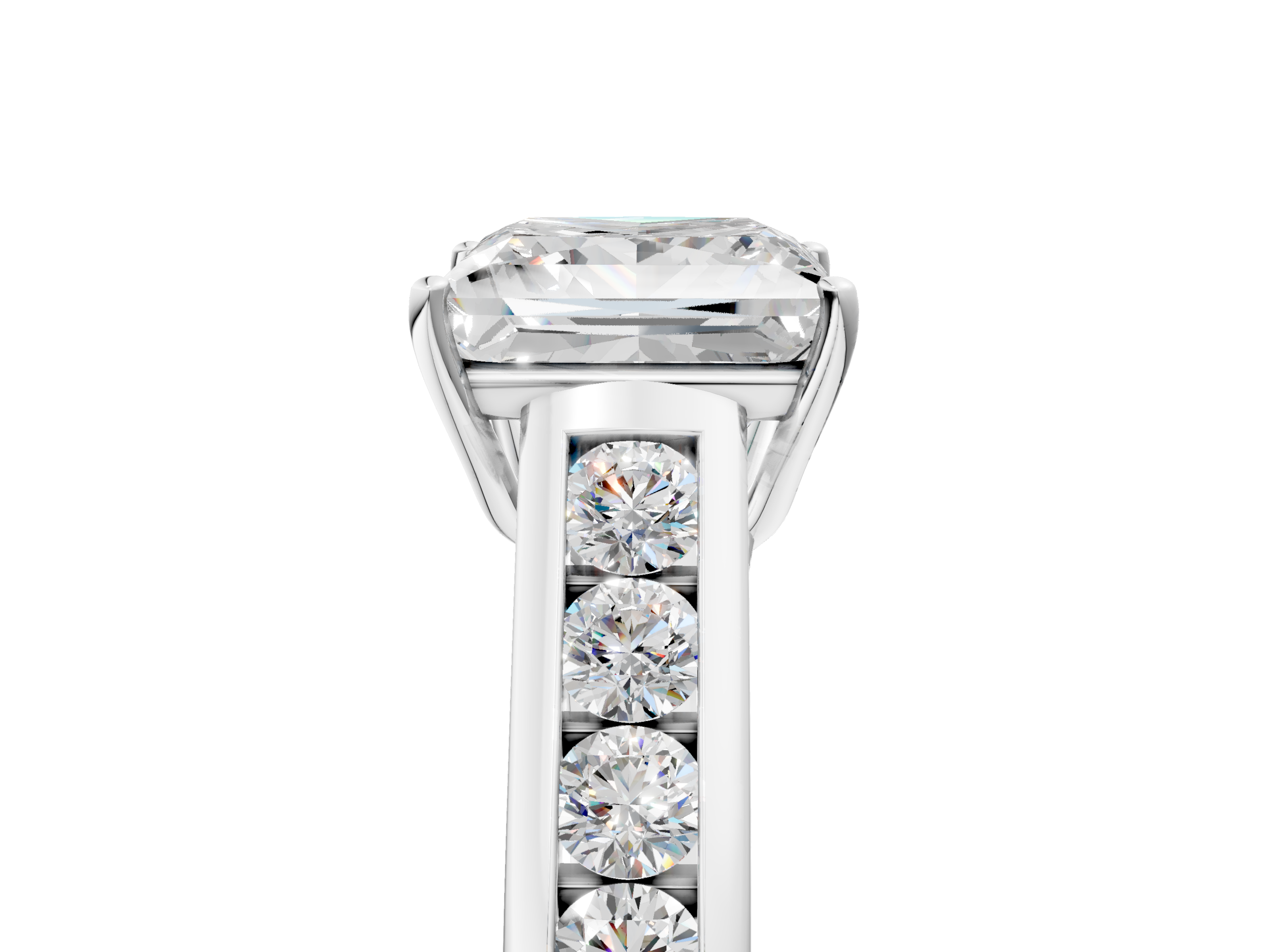 White gold Princess Brilliant Channel-Set Solitaire Ring with Four-Prong Setting_25