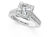 White gold Princess Brilliant Cut Diamond Engagement Ring with Pavé Band and Four-Prong Setting_83