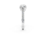 White gold Princess Brilliant Cut Diamond Engagement Ring with Pavé Band and Four-Prong Setting_85
