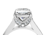 White gold Princess Brilliant Cut Diamond Engagement Ring with Pavé Band and Four-Prong Setting_86