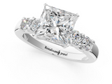 White gold Princess Brilliant Cut Diamond Five-Stone Prong Set Engagement Ring with Channel Band_22