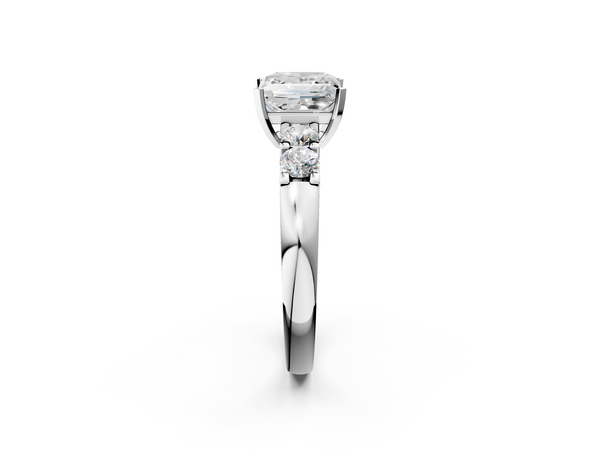 White gold Princess Brilliant Cut Diamond Five-Stone Prong Set Engagement Ring with Channel Band