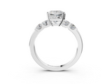 White gold Princess Brilliant Cut Diamond Five-Stone Prong Set Engagement Ring with Channel Band_24
