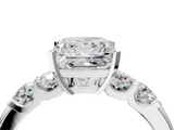 White gold Princess Brilliant Cut Diamond Five-Stone Prong Set Engagement Ring with Channel Band_25