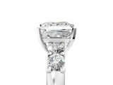 White gold Princess Brilliant Cut Diamond Five-Stone Prong Set Engagement Ring with Channel Band_26