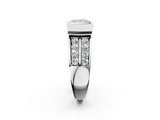 White gold Princess Brilliant Diamond Channel Set Wide Band Ring with Bezel Setting_21