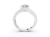 White gold Princess Brilliant Diamond Channel Set Wide Band Ring with Bezel Setting_22