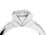 White gold Princess Brilliant Diamond Channel Set Wide Band Ring with Bezel Setting_23
