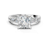 White gold Princess Brilliant Diamond Five-Stone Engagement Ring with Prong Setting on a Classic Band_39