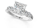 White gold Princess Brilliant Diamond Five-Stone Engagement Ring with Prong Setting on a Classic Band_40