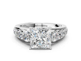 White gold Princess Brilliant Diamond Pavé Band with Six-Prong Setting_3