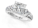 White gold Princess Brilliant Diamond Pavé Band with Six-Prong Setting_4