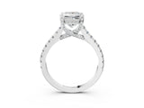 White gold Princess Brilliant Diamond Solitaire with Pavé Band and Four-Prong Setting 3