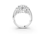 White gold Princess Brilliant Flower Halo Diamond Split Shank Ring_30