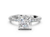 White gold Princess Brilliant Pavé Band Solitaire with Four-Prong Setting_45