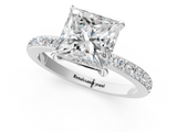 White gold Princess Brilliant Pavé Band Solitaire with Four-Prong Setting_46