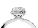 White gold Princess Brilliant Pavé Band Solitaire with Four-Prong Setting_49