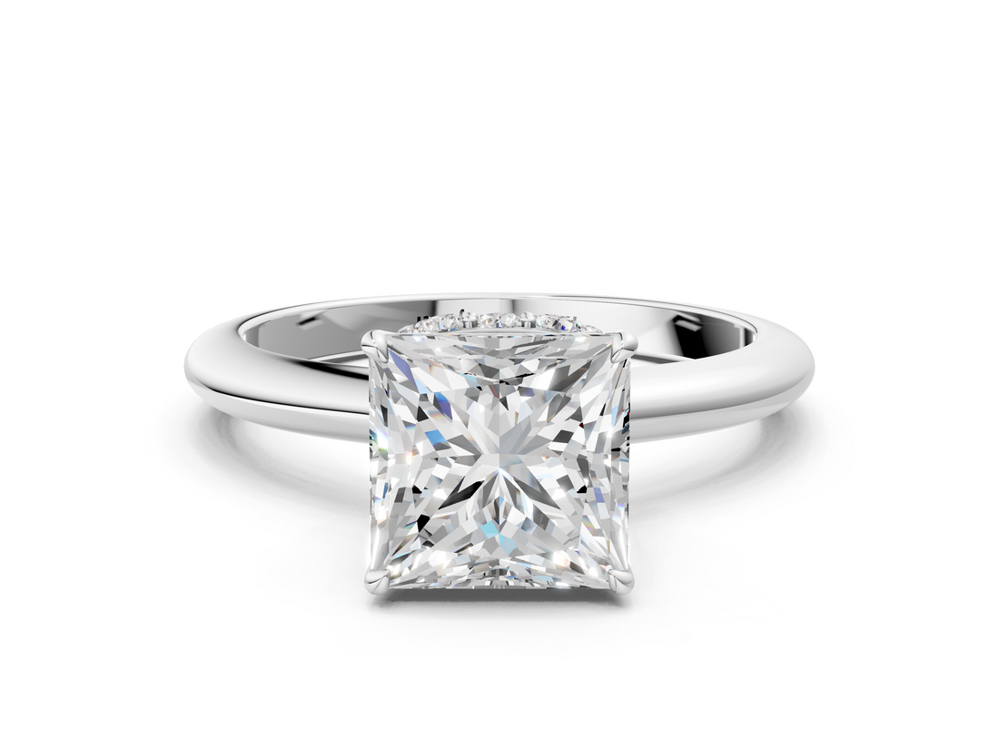 White gold Princess Brilliant Solitaire Engagement Ring with Six-Prong Setting and Classic Band_20