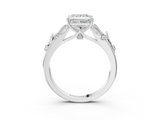 White gold Princess Brilliant Solitaire with Leaf Motif Band and Four-Prong Setting_68