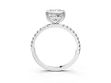 White gold Princess Brilliant Solitaire with Pavé Band and Claw Prong Setting_10