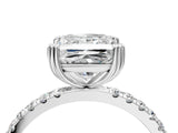 White gold Princess Brilliant Solitaire with Pavé Band and Claw Prong Setting_11