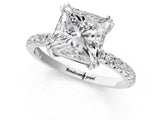 White gold Princess Brilliant Solitaire with Pavé Band and Claw Prong Setting_8