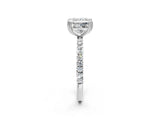 White gold Princess Brilliant Solitaire with Pavé Band and Claw Prong Setting_9