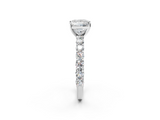 White gold Princess Brilliant Solitaire with Pavé Band and Four-Prong Setting_109