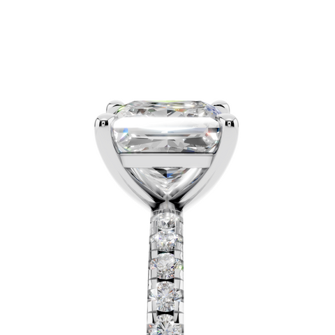 White gold Princess Brilliant Solitaire with Pavé Band and Four-Prong Setting_11