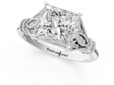 White gold Princess Brilliant Solitaire with Pave Band and Four-Prong Setting_20