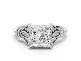 White gold Princess Brilliant Solitaire with Pave Band and Four-Prong Setting_20