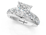 White gold Princess Brilliant Solitaire with Side Stones on a Pave Band and Four-Prong Setting_27