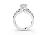 White gold Princess Brilliant Solitaire with Side Stones on a Pave Band and Four-Prong Setting_29