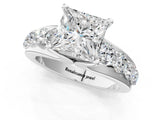 White gold Princess Brilliant Solitaire with Side Stones on a Pave Band and Four-Prong Setting_77