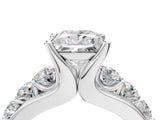 White gold Princess Brilliant Solitaire with Side Stones on a Pave Band and Four-Prong Setting_80