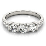 White gold Princess Brilliant Trilogy Channel Set Diamond Ring with Bar Prongs 1