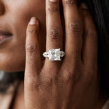 White gold Princess Cluster Diamond Engagement Ring with Pavé Band and Four-Prong Setting_15