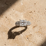 White gold Princess Cluster Diamond Engagement Ring with Pavé Band and Four-Prong Setting_16