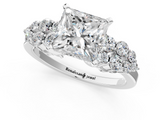 White gold Princess Cluster Diamond Engagement Ring with Pavé Band and Four-Prong Setting_52