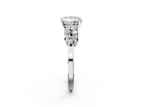White gold Princess Cluster Diamond Engagement Ring with Pavé Band and Four-Prong Setting_53