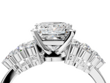 White gold Princess Cluster Diamond Engagement Ring with Pavé Band and Four-Prong Setting_55
