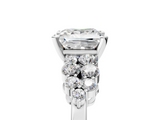 White gold Princess Cluster Diamond Engagement Ring with Pavé Band and Four-Prong Setting_56