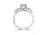 White gold Princess Cluster Diamond Engagement Ring with Pavé Band and Four-Prong Setting_58