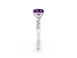 White gold Princess Cut Amethyst Cluster Side Stone Solitaire Ring with Prong Setting_26