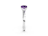 White gold Princess Cut Amethyst Engagement Ring with Side Stone Accents and Four-Prong Setting_41