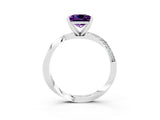 White gold Princess Cut Amethyst Engagement Ring with Side Stone Accents and Four-Prong Setting_42