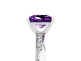 White gold Princess Cut Amethyst Engagement Ring with Side Stone Accents and Four-Prong Setting_44