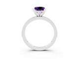 White gold Princess Cut Amethyst Milgrain Pavé Engagement Ring with Four-Prong Setting_15